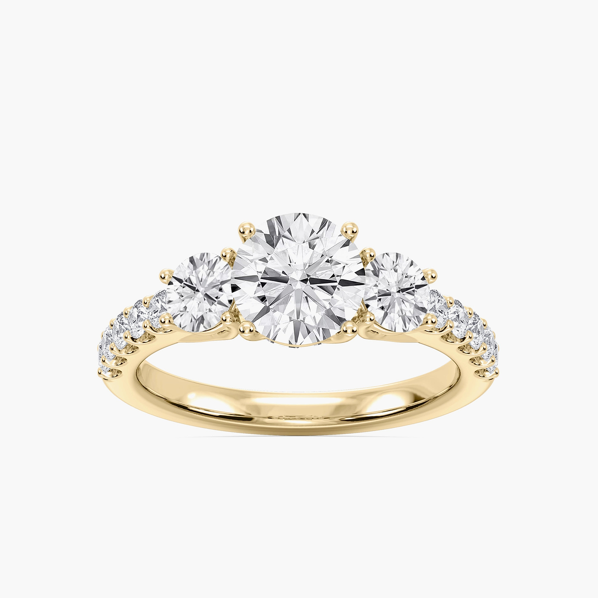 Betty 2 ½ ctw Round Lab Grown Diamond Trellis Three Stone Engagement Ring