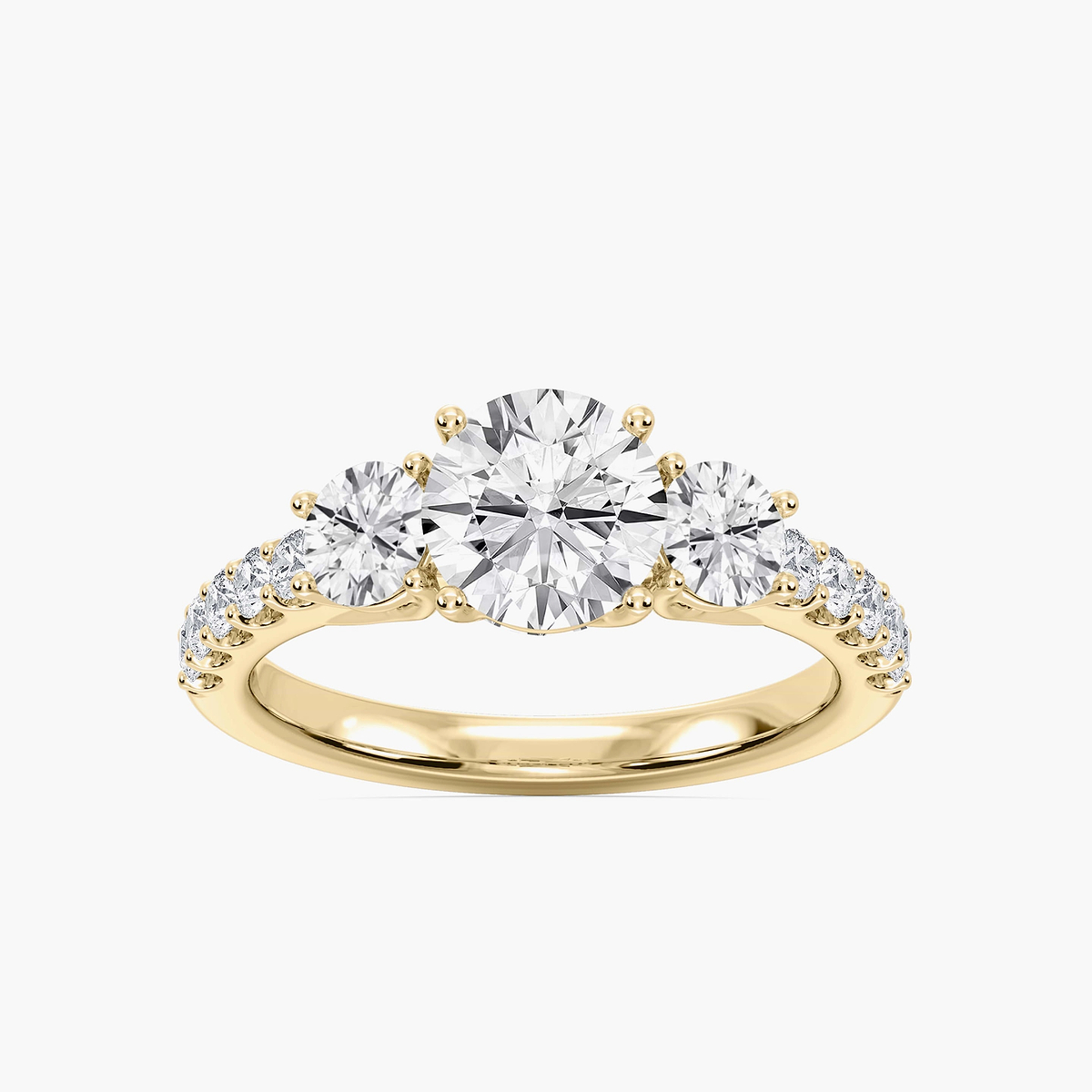 Betty 2 ½ ctw Round Lab Grown Diamond Trellis Three Stone Engagement Ring