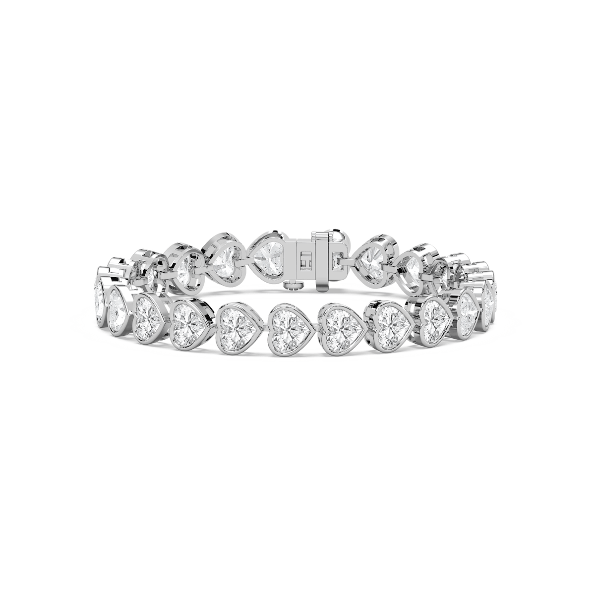 23 ctw Heart Lab Grown Diamond East West Bezel Set Tennis Bracelet  - 7 Inches