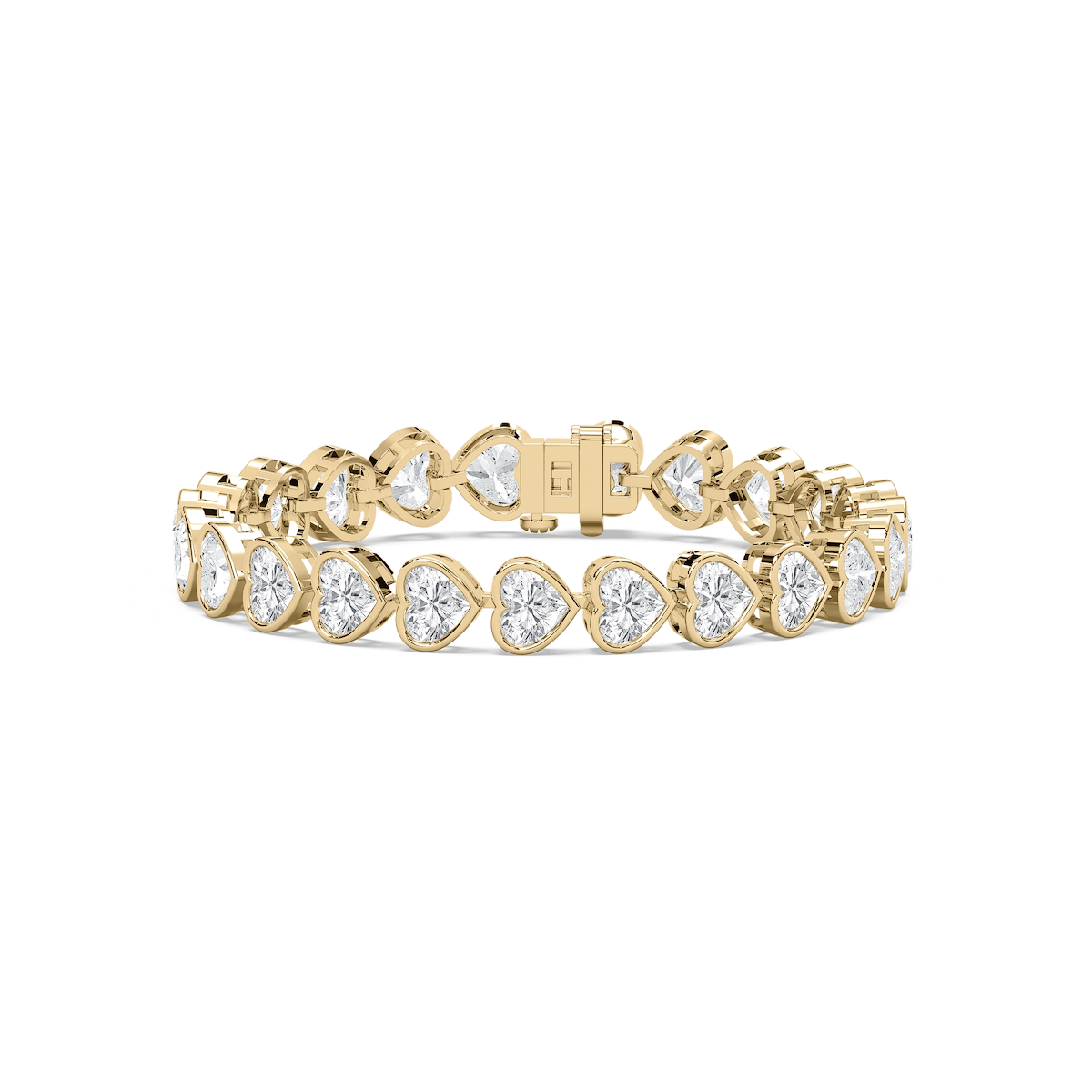 23 ctw Heart Lab Grown Diamond East West Bezel Set Tennis Bracelet  - 7 Inches