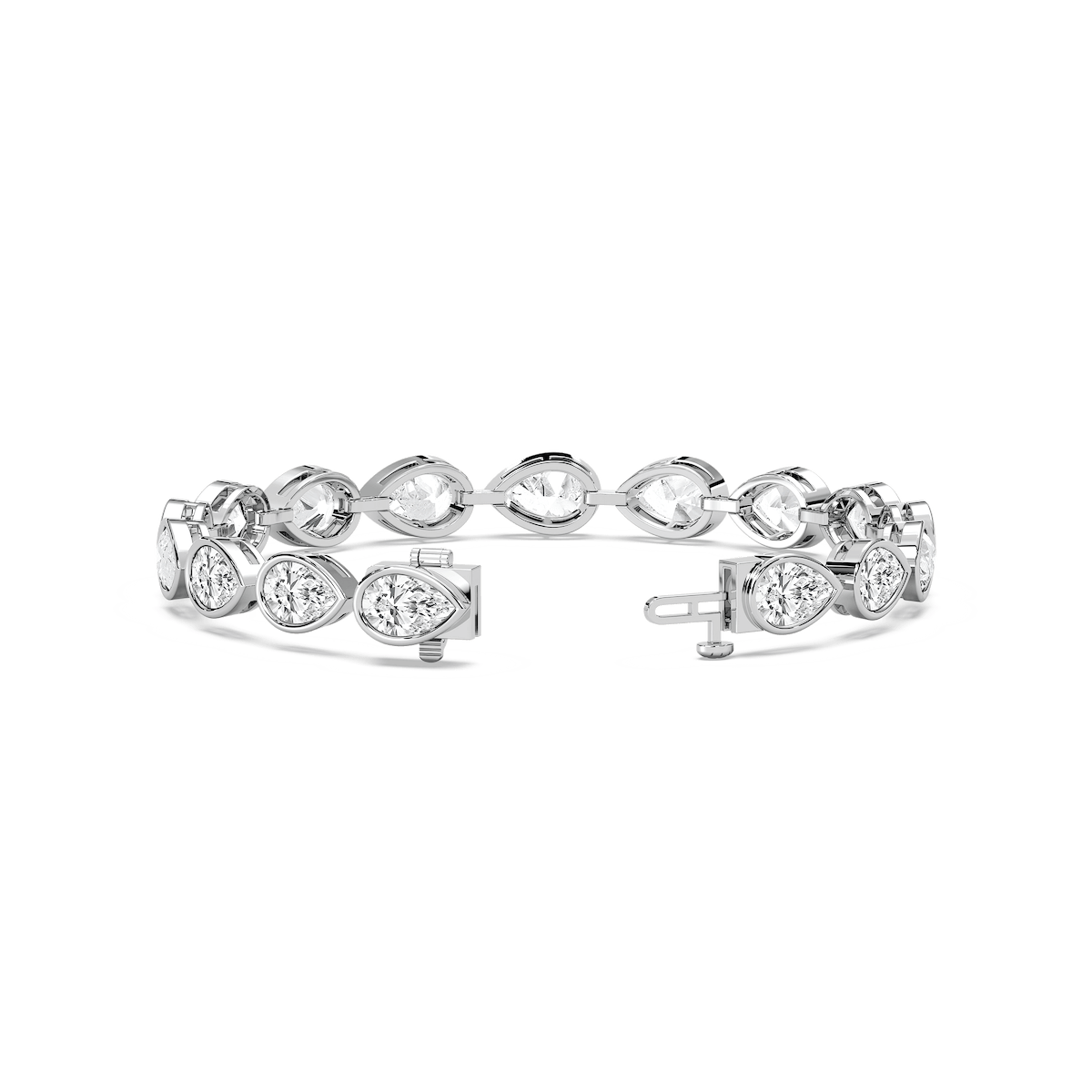 16 ctw Pear Lab Grown Diamond Bezel Set Tennis Bracelet  - 7 Inches