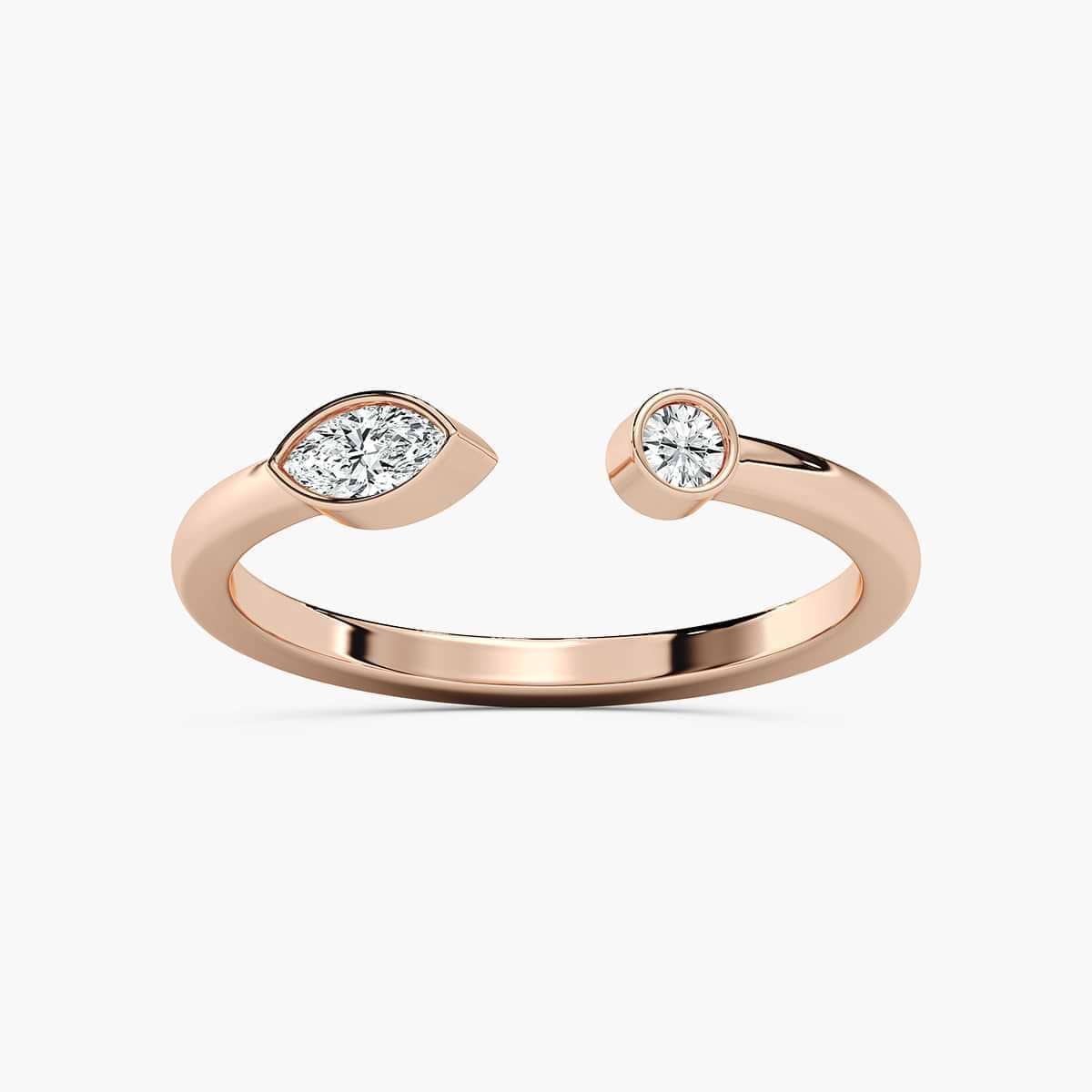 1/6 ctw Round And Marquise Lab Grown Diamond Bezel Open Ring