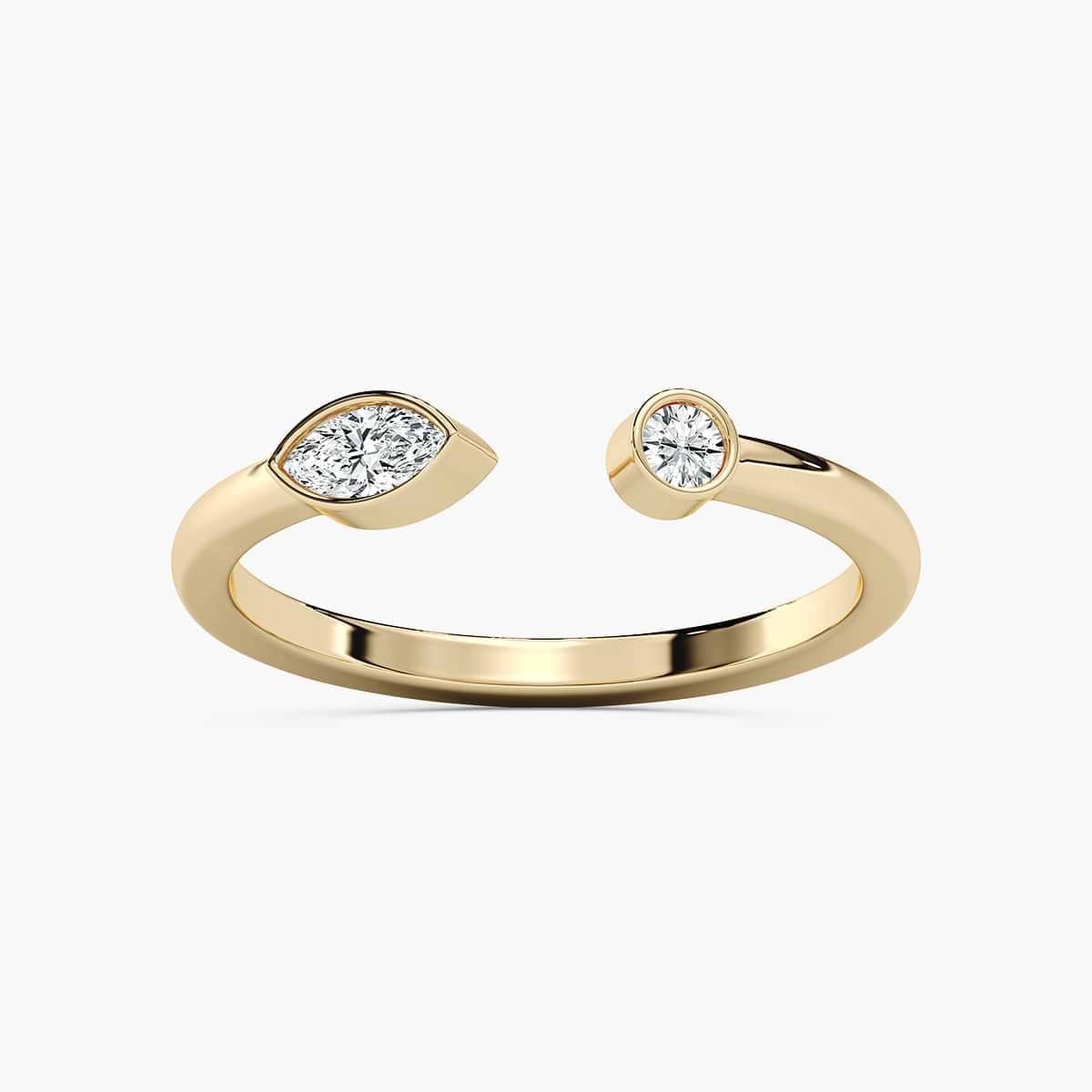 1/6 ctw Round And Marquise Lab Grown Diamond Bezel Open Ring