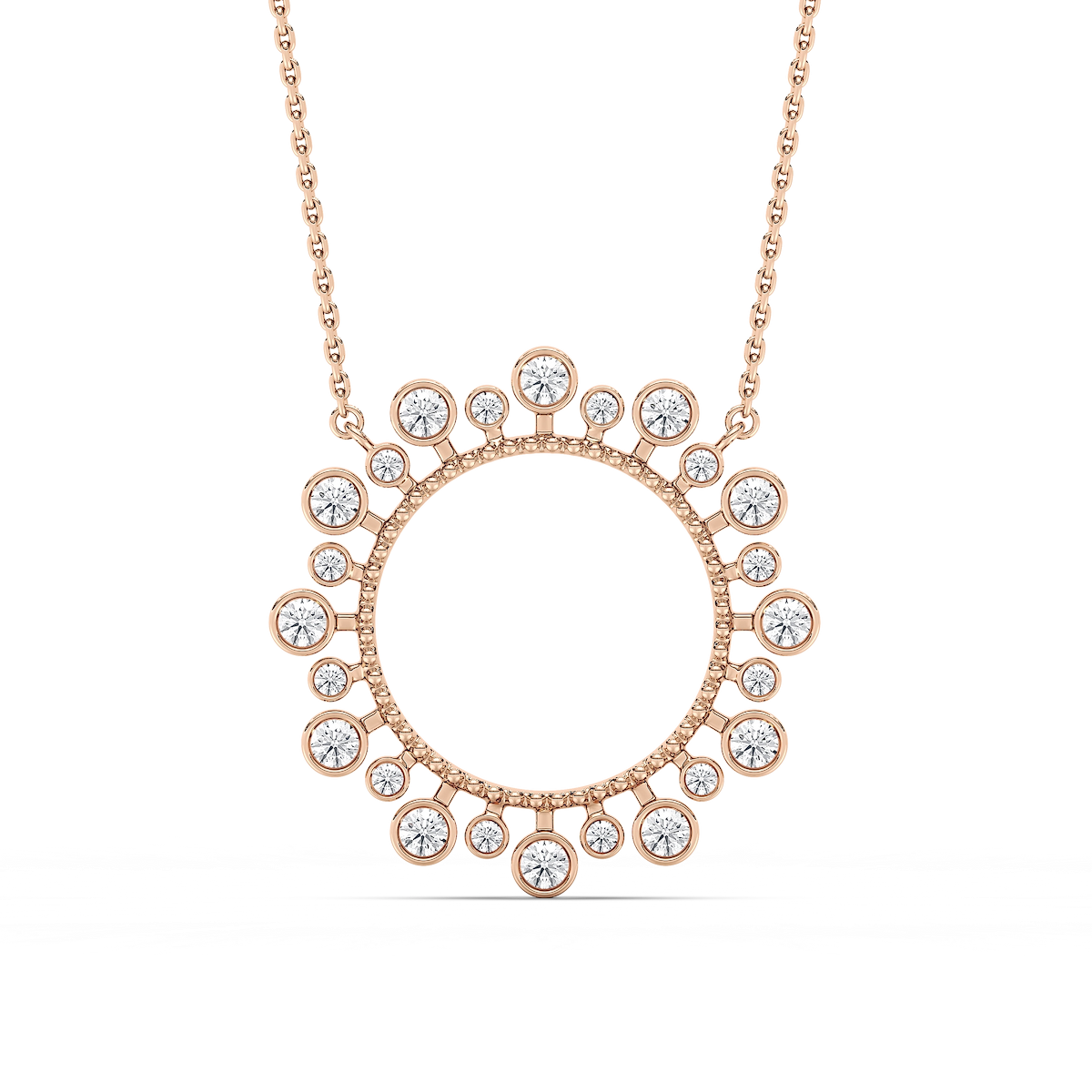 5/8 ctw Round Lab Grown Diamond Bezel Starburst Pendant  - 18 Inches