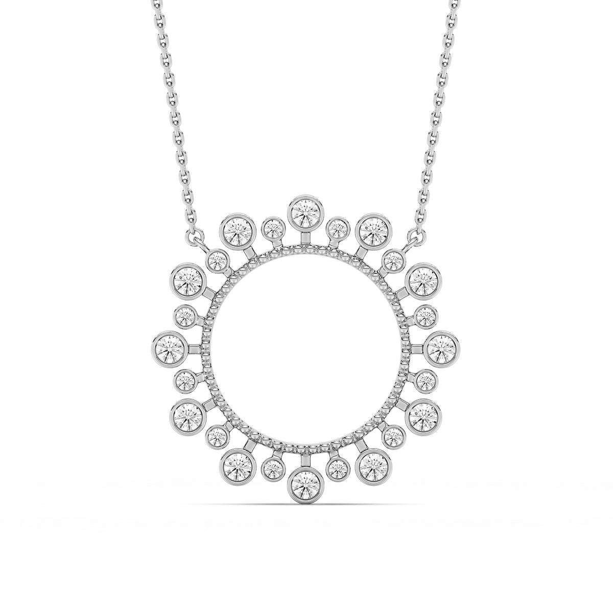 5/8 ctw Round Lab Grown Diamond Bezel Starburst Pendant  - 18 Inches