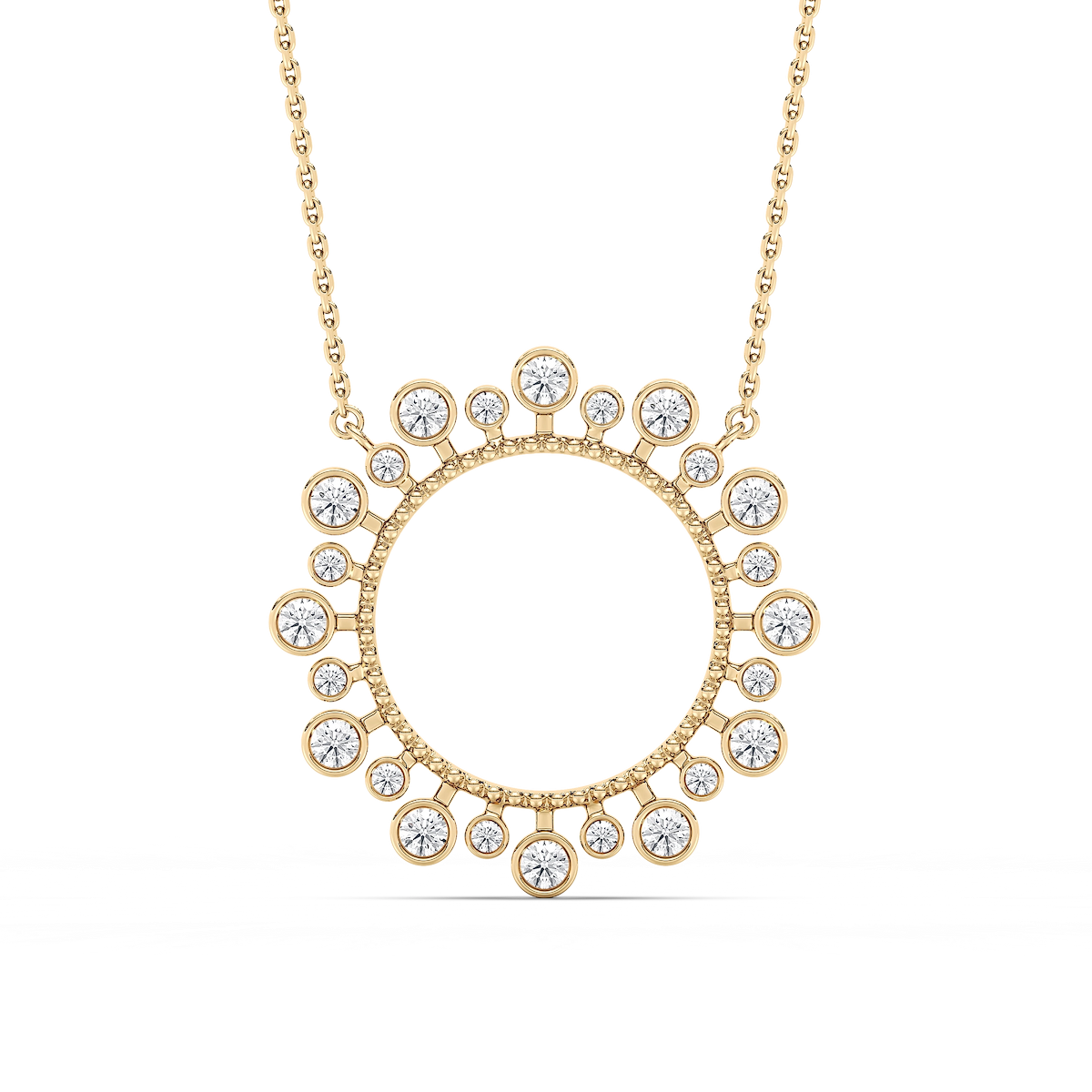 5/8 ctw Round Lab Grown Diamond Bezel Starburst Pendant  - 18 Inches