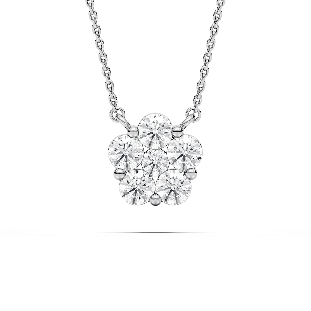 1 ctw Round Lab Grown Diamond Blooming Beauty Flower Pendant  - 18 Inches