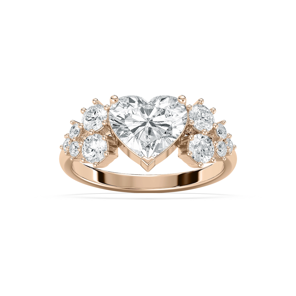 Rosemary 2 ¾ ctw Heart and Round Lab Grown Diamond Diamond Accent Side Stone Engagement Ring