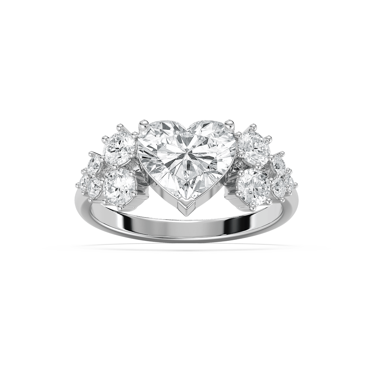 Rosemary 2 ¾ ctw Heart and Round Lab Grown Diamond Diamond Accent Side Stone Engagement Ring
