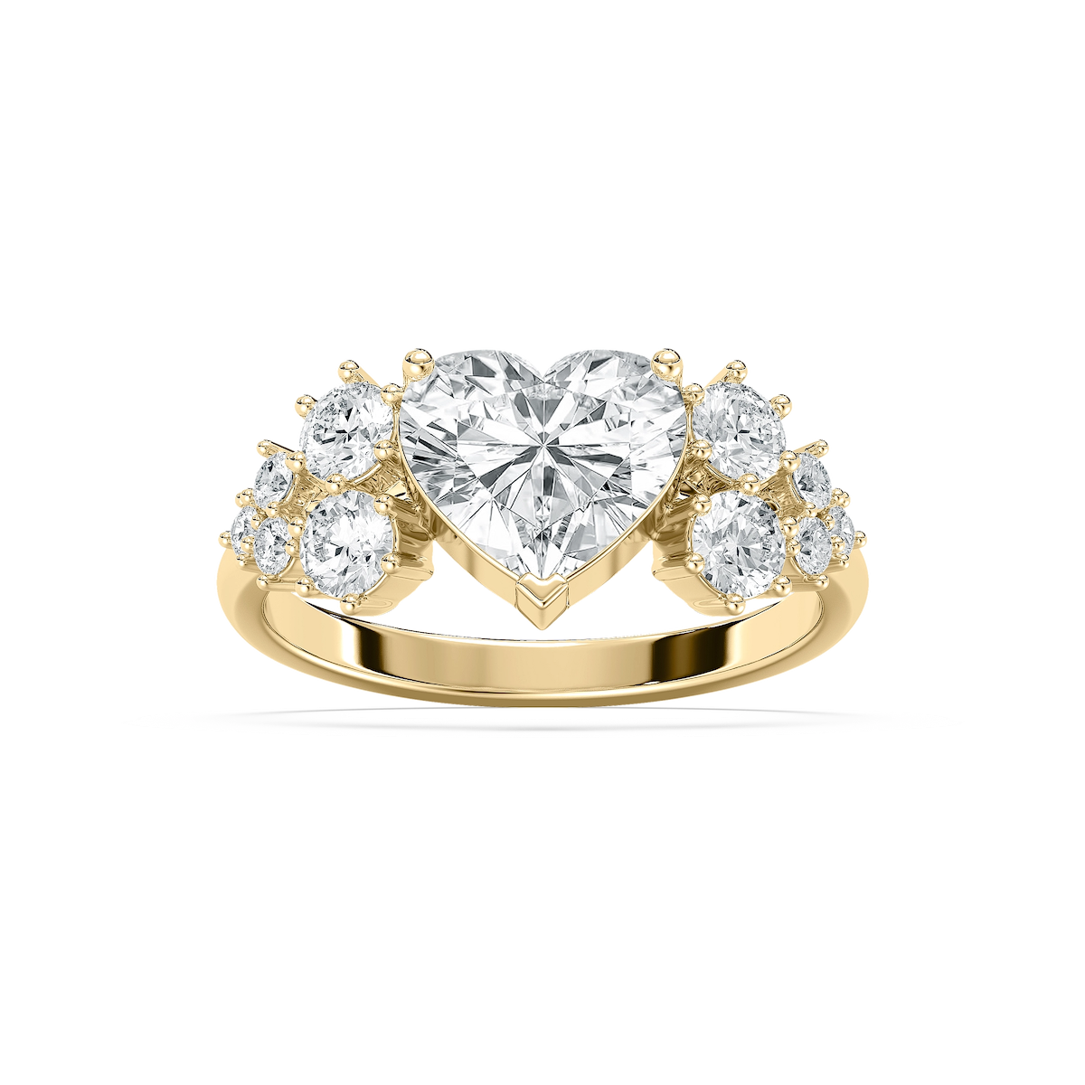 Rosemary 2 ¾ ctw Heart and Round Lab Grown Diamond Diamond Accent Side Stone Engagement Ring