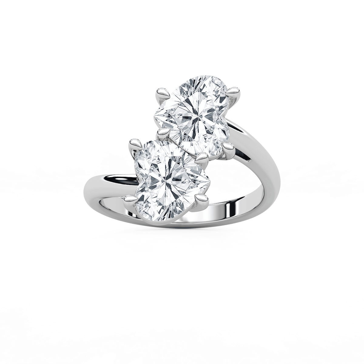 Milani 4 ctw Heart Lab Grown Diamond Toi et Moi Bypass Solitaire Engagement Ring