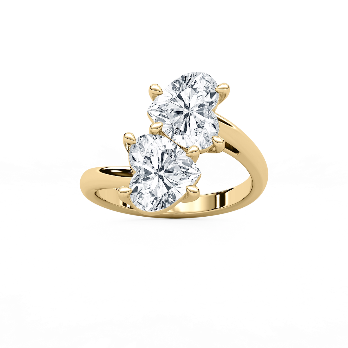 Milani 4 ctw Heart Lab Grown Diamond Toi et Moi Bypass Solitaire Engagement Ring