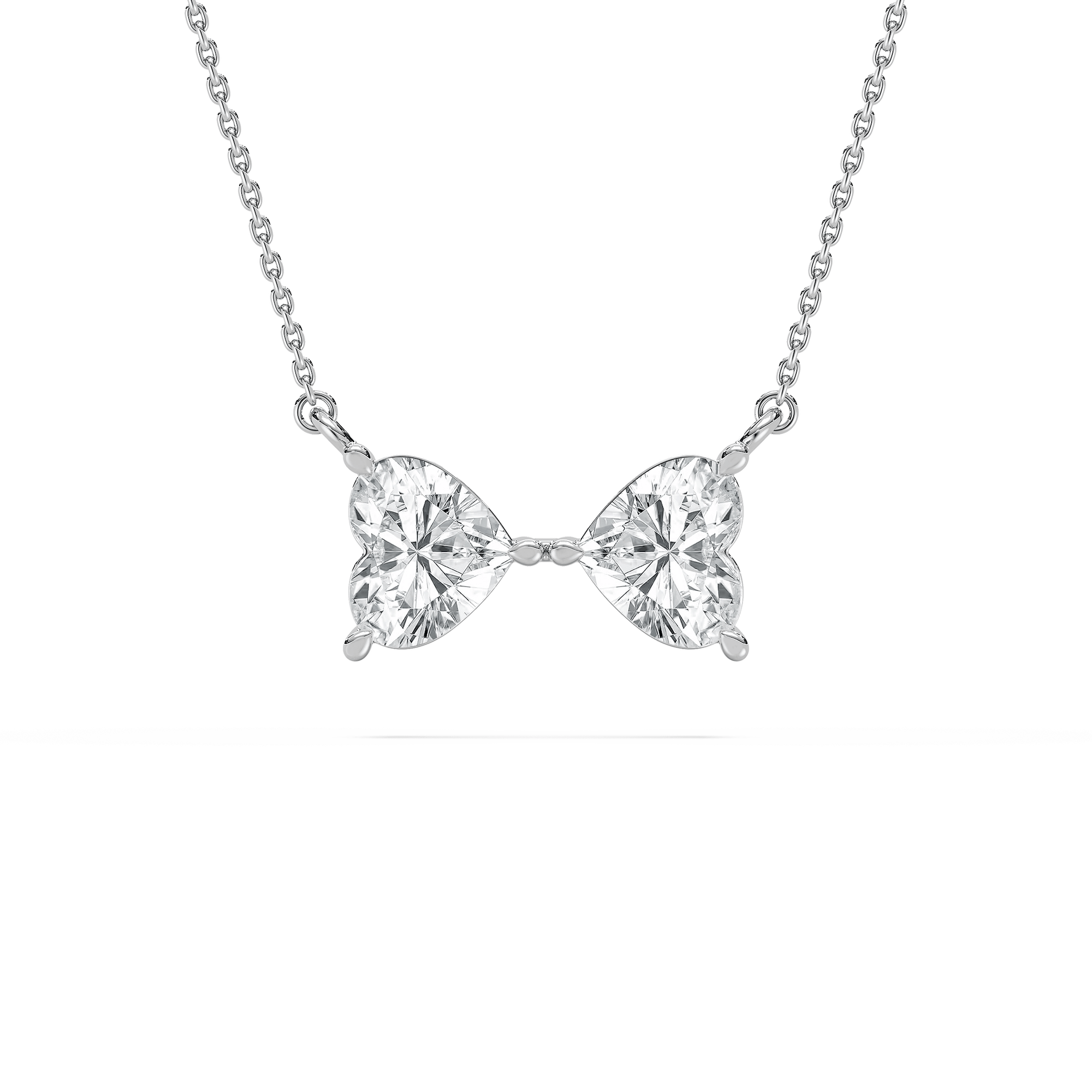 2 ctw Heart Lab Grown Diamond Bowtie Pendant - 18 Inches