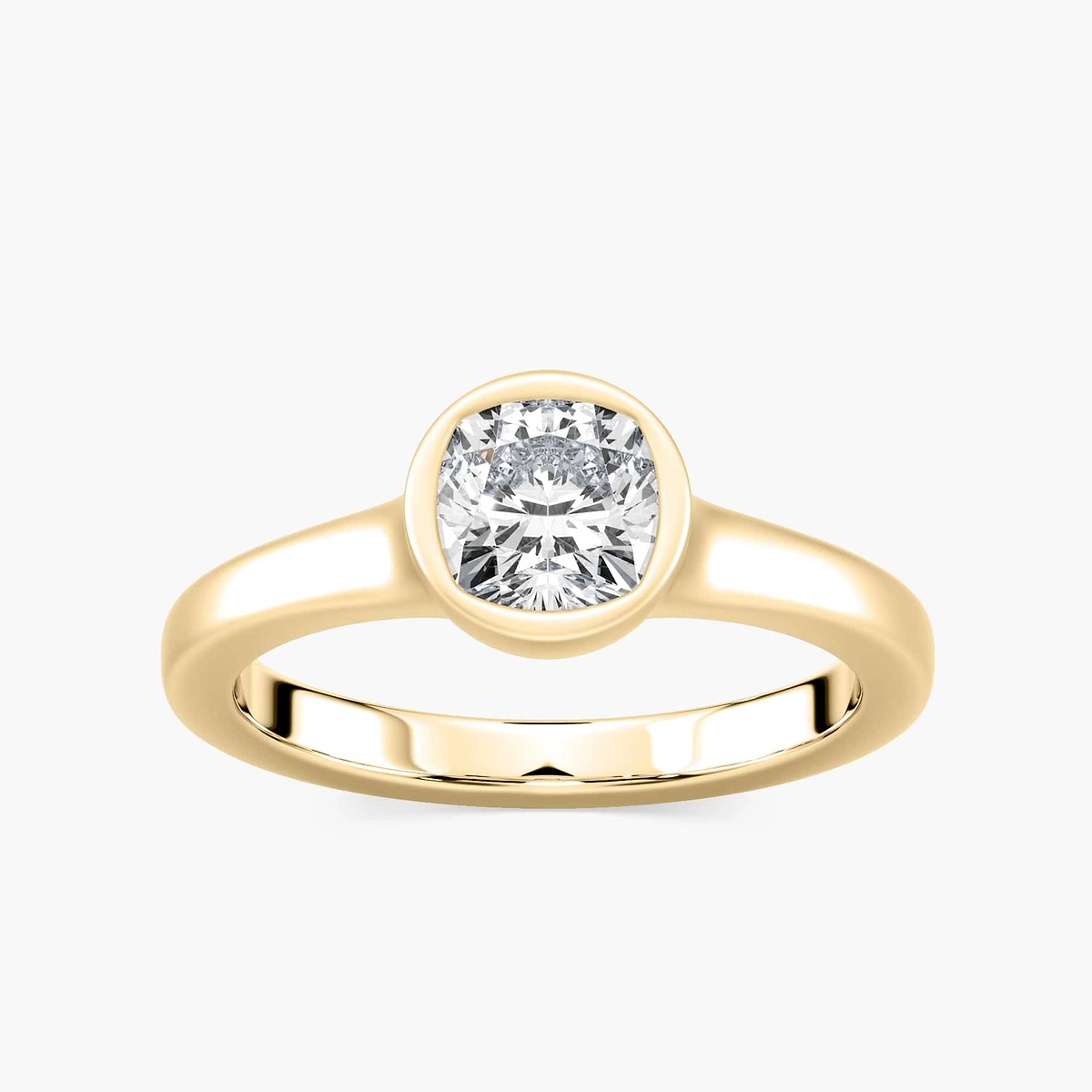 Brielle Cushion Lab Grown Diamond Satin Finish Bezel Set Artisan Solitaire Engagement Ring