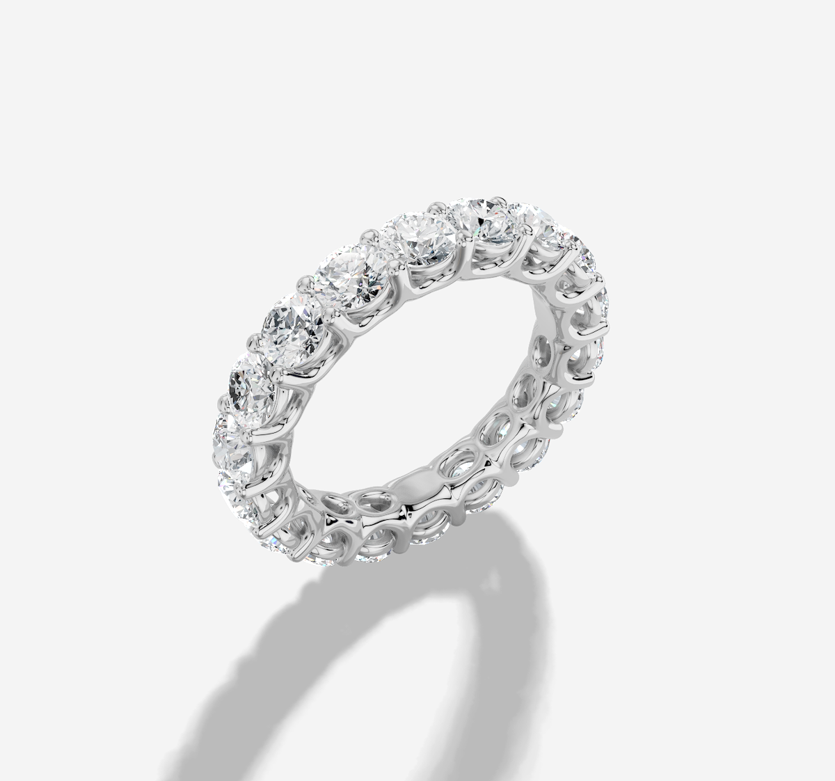 Round Cut Lab Grown Diamond Shared Prong Eternity Band in 14K Gold