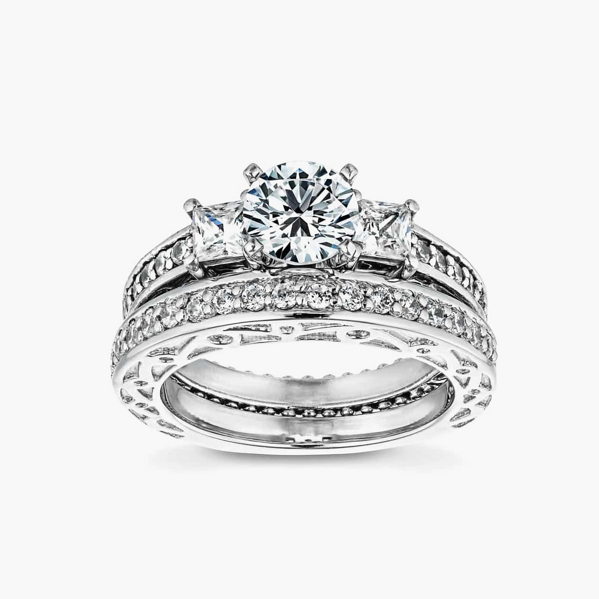 Julie Lab Grown Diamond Three Stone Channel Wedding Set