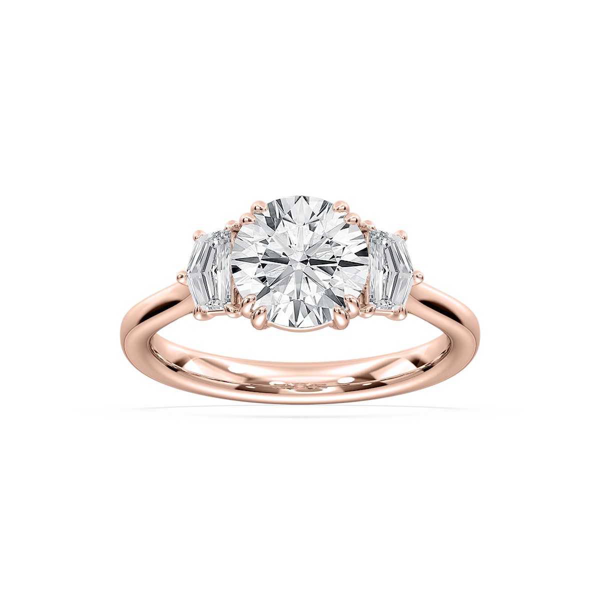Cadyn 2 ½ ctw Round Lab Grown Diamond Double Prong Three Stone Engagement Ring