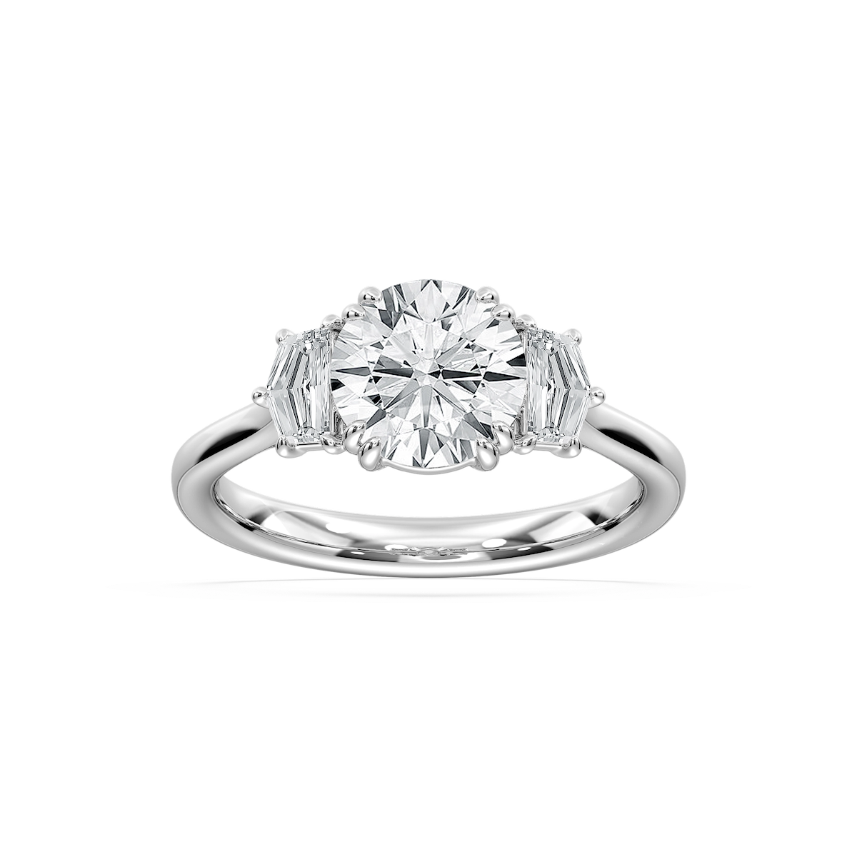 Cadyn 2 ½ ctw Round Lab Grown Diamond Double Prong Three Stone Engagement Ring
