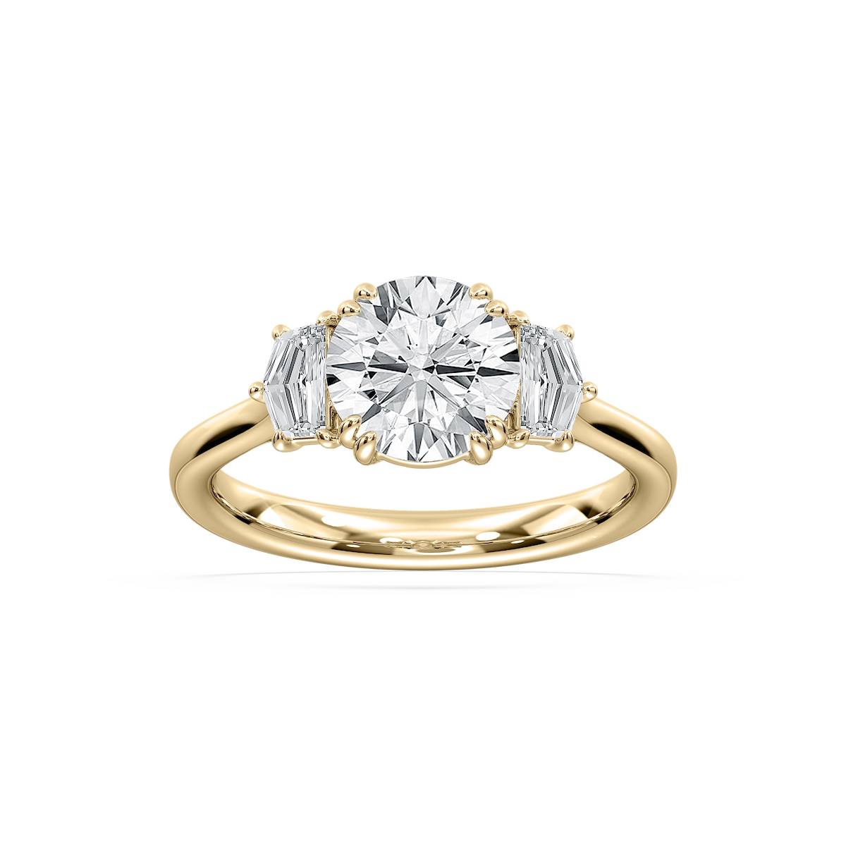 Cadyn 2 ½ ctw Round Lab Grown Diamond Double Prong Three Stone Engagement Ring