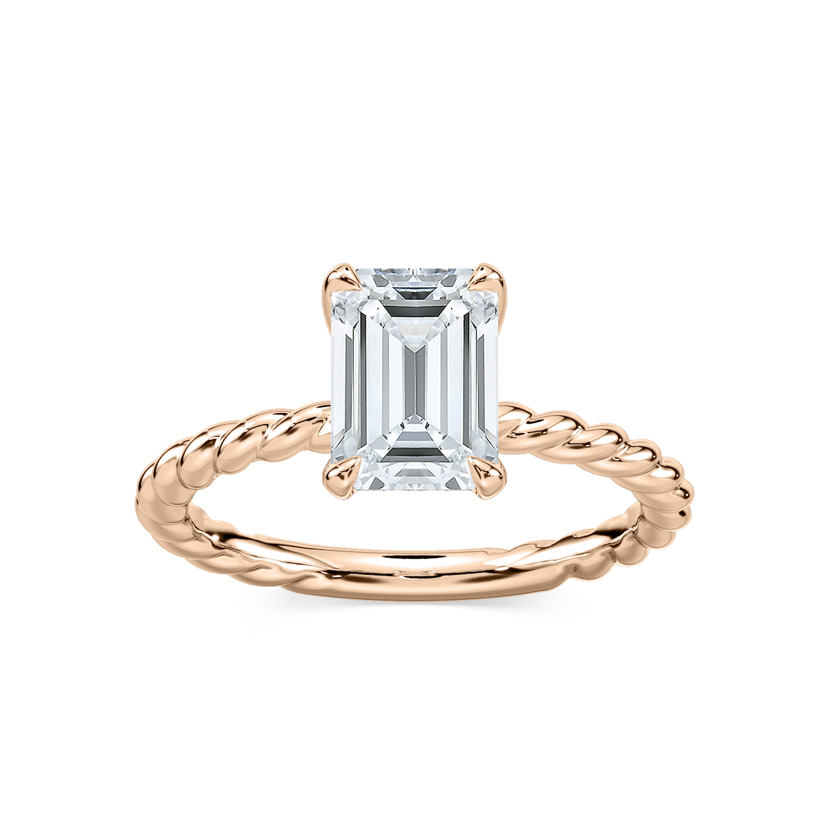 Cali Emerald Lab Grown Diamond Rope Solitaire Engagement Ring