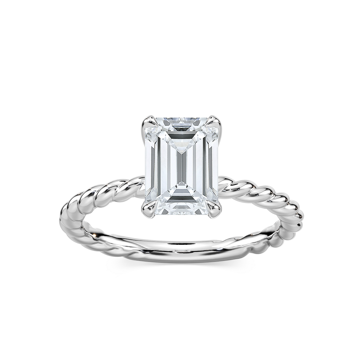 Cali Emerald Lab Grown Diamond Rope Solitaire Engagement Ring