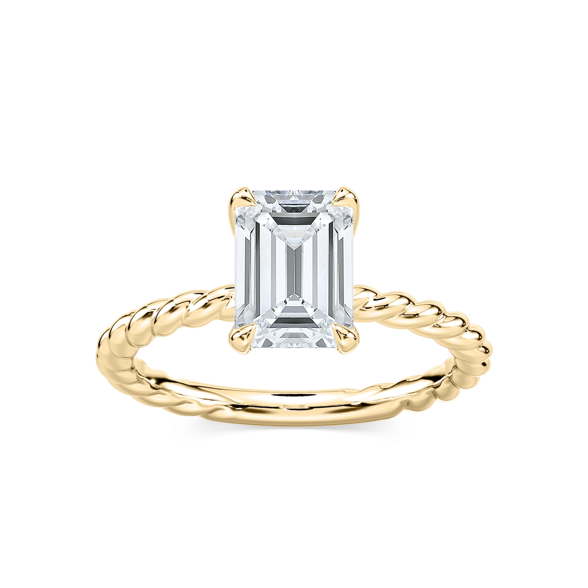 Cali Emerald Lab Grown Diamond Rope Solitaire Engagement Ring