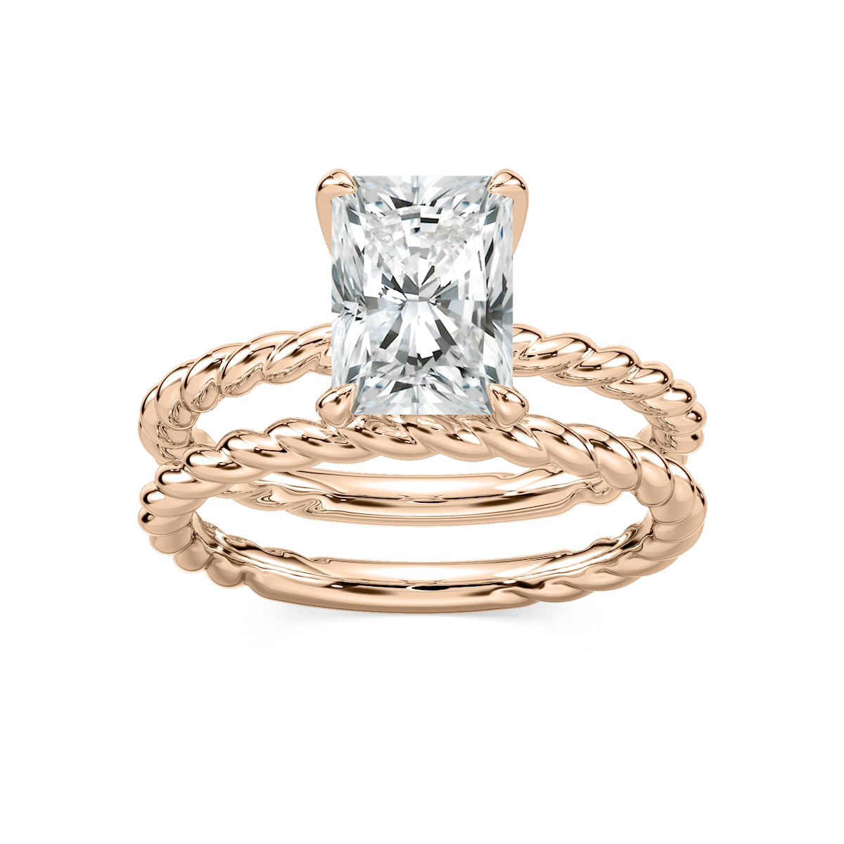 Cali Radiant Lab Grown Diamond Rope Solitaire Engagement Ring