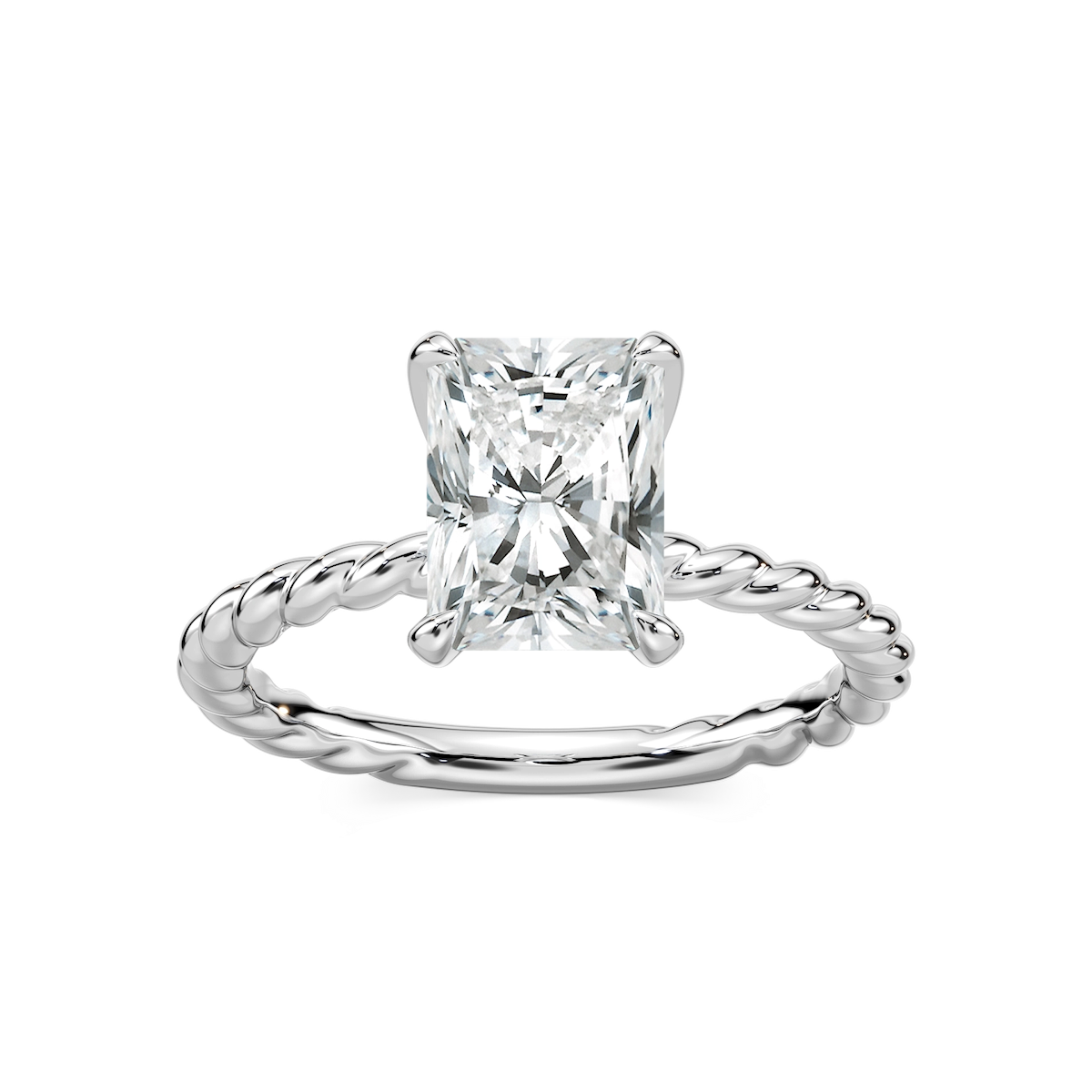 Cali Radiant Lab Grown Diamond Rope Solitaire Engagement Ring