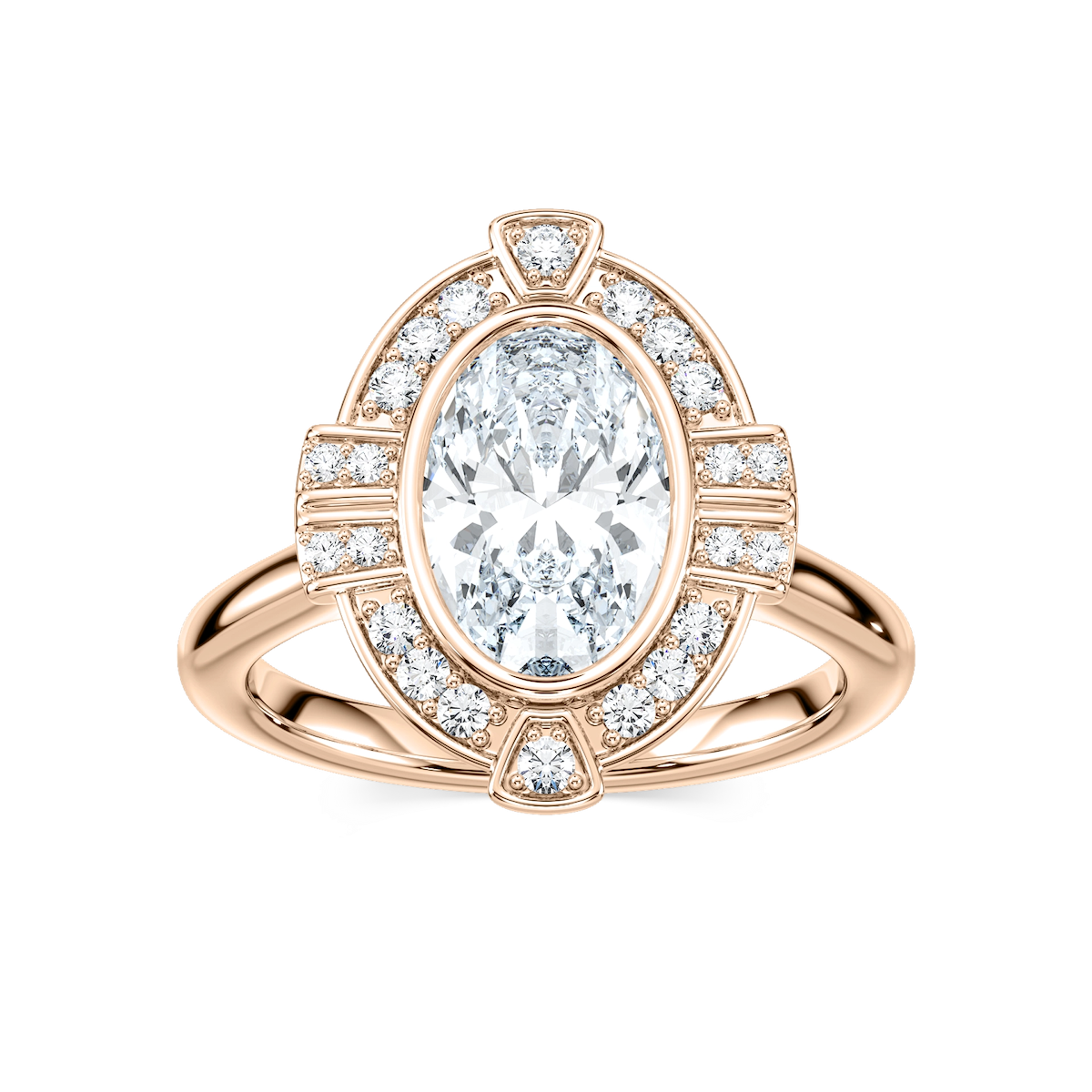 Calla Oval Lab Grown Diamond Vintage Art Deco Halo Engagement Ring