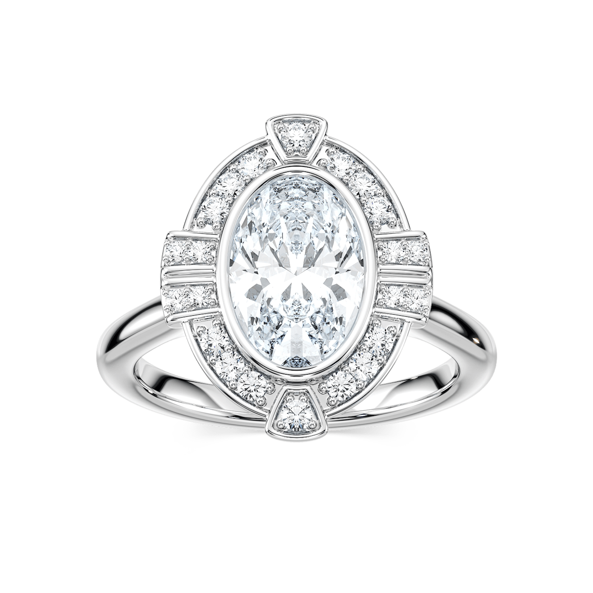 Calla Oval Lab Grown Diamond Vintage Art Deco Halo Engagement Ring