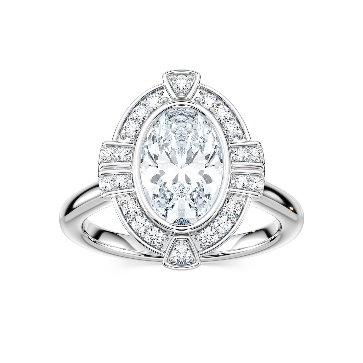Calla Oval Lab Grown Diamond Vintage Art Deco Halo Engagement Ring