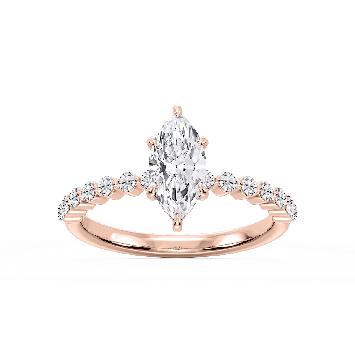Callie Marquise Lab Grown Diamond Single Shared Prong Hidden Halo Engagement Ring
