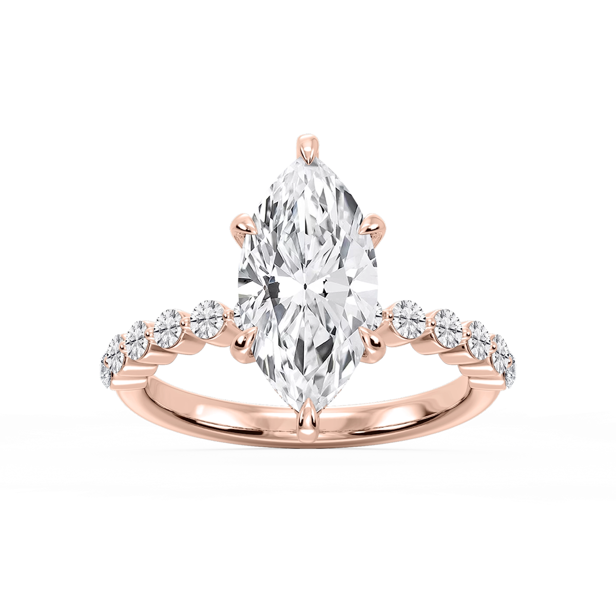 Callie Marquise Lab Grown Diamond Single Shared Prong Hidden Halo Engagement Ring