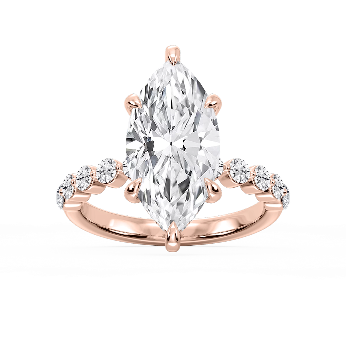 Callie Marquise Lab Grown Diamond Single Shared Prong Hidden Halo Engagement Ring