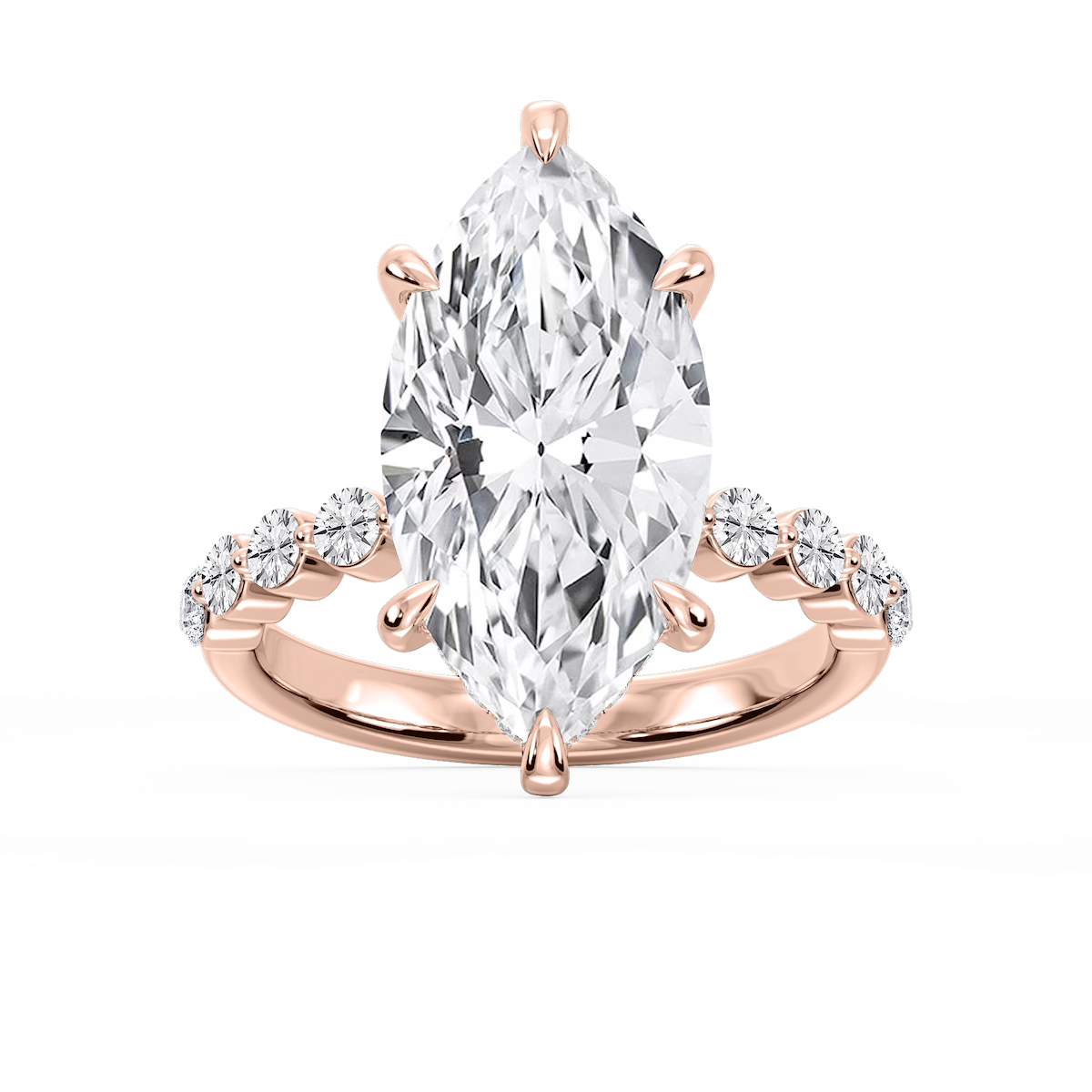 Callie Marquise Lab Grown Diamond Single Shared Prong Hidden Halo Engagement Ring