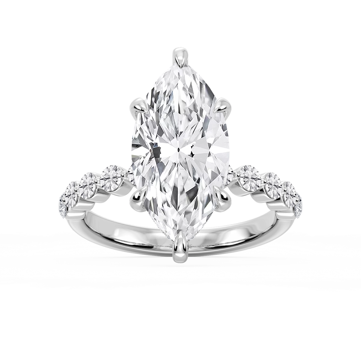 Callie Marquise Lab Grown Diamond Single Shared Prong Hidden Halo Engagement Ring