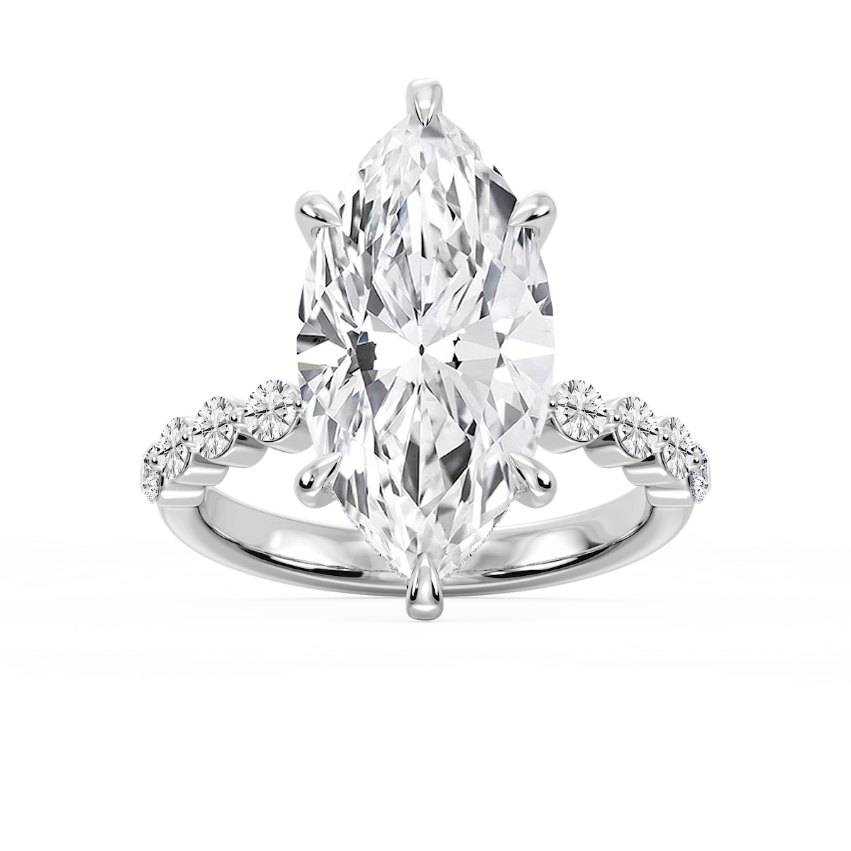 Callie Marquise Lab Grown Diamond Single Shared Prong Hidden Halo Engagement Ring