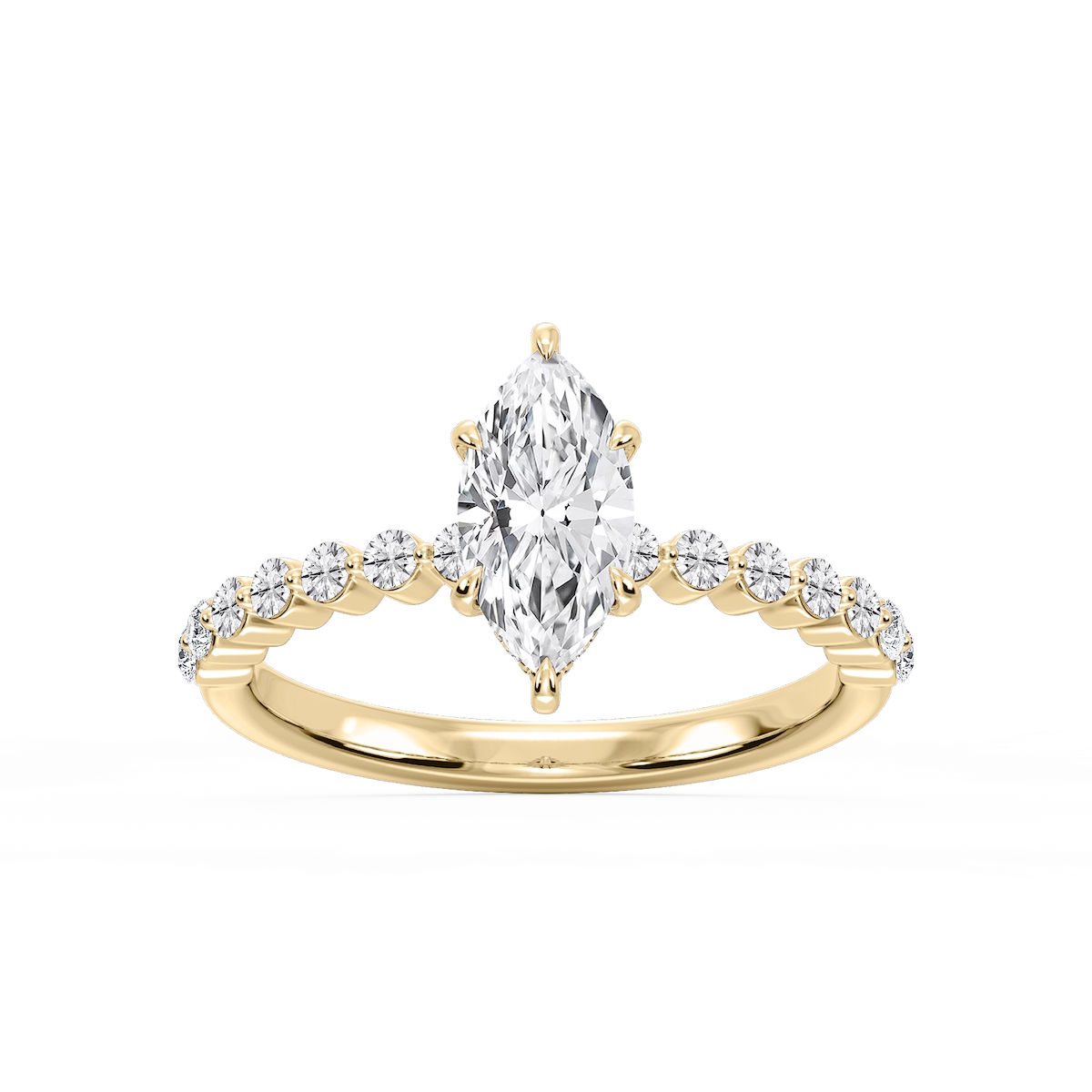 Callie Marquise Lab Grown Diamond Single Shared Prong Hidden Halo Engagement Ring