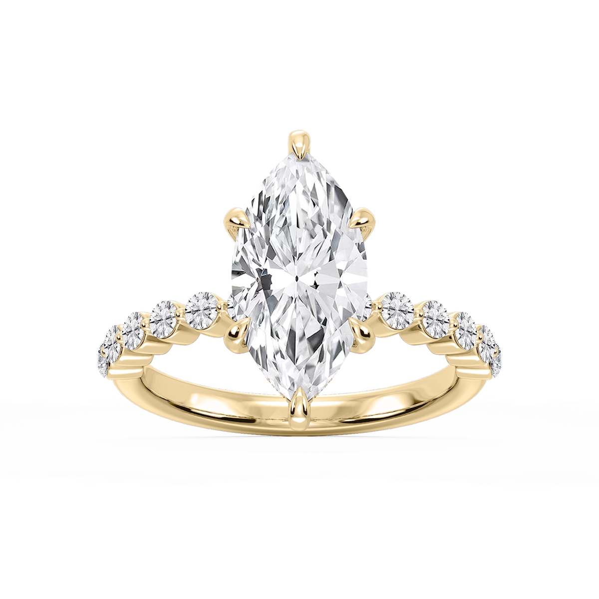 Callie Marquise Lab Grown Diamond Single Shared Prong Hidden Halo Engagement Ring