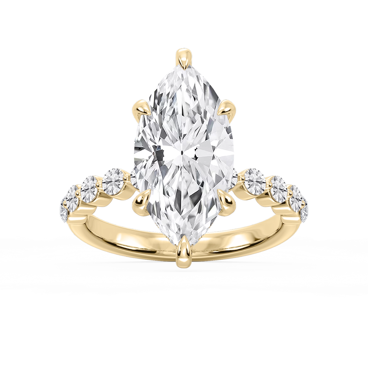 Callie Marquise Lab Grown Diamond Single Shared Prong Hidden Halo Engagement Ring