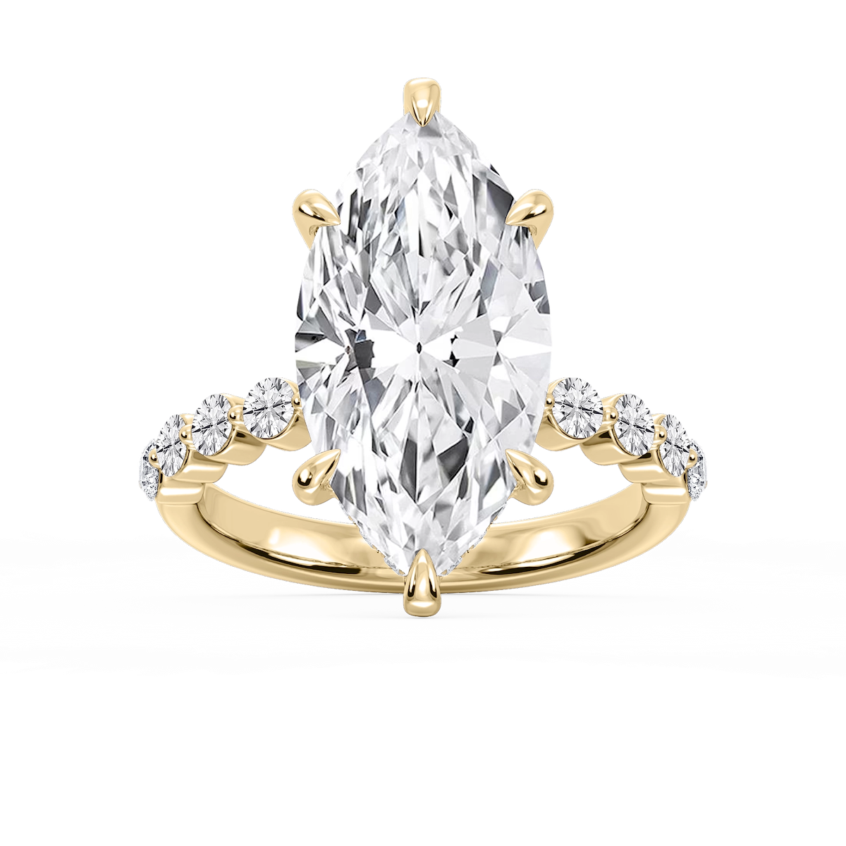 Callie Marquise Lab Grown Diamond Single Shared Prong Hidden Halo Engagement Ring