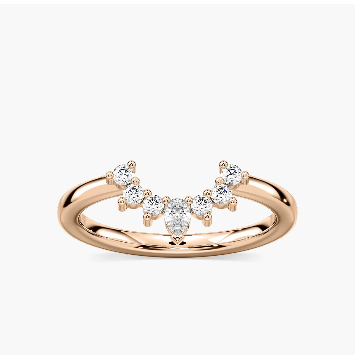 Camilla 1/5 ctw Pear and Round Lab Grown Diamond Fan Curved Band