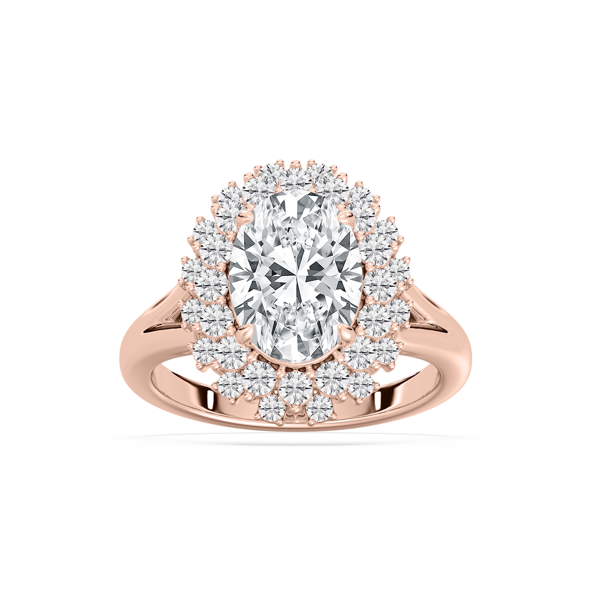 Campbell 3 ¾ ctw Oval Lab Grown Diamond Halo Split Shank Engagement Ring