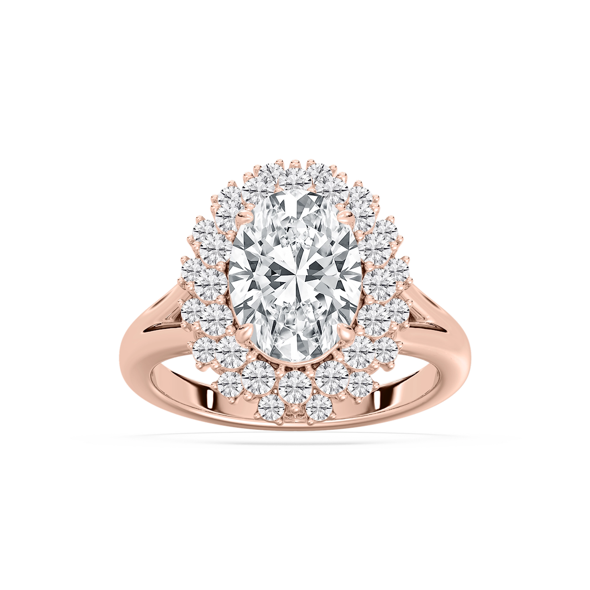Campbell 3 ⅞ ctw Oval Lab Grown Diamond Halo Split Shank Engagement Ring