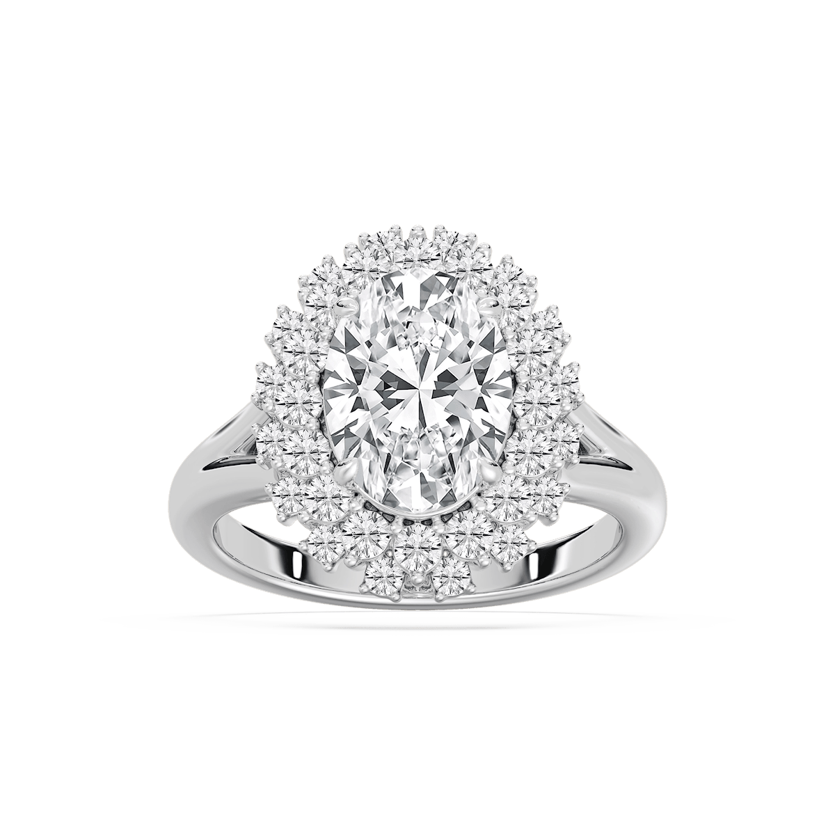Campbell 3 ⅞ ctw Oval Lab Grown Diamond Halo Split Shank Engagement Ring