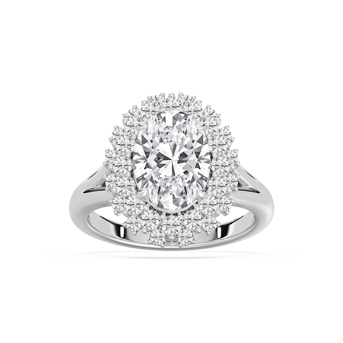 Campbell 3 ⅞ ctw Oval Lab Grown Diamond Halo Split Shank Engagement Ring