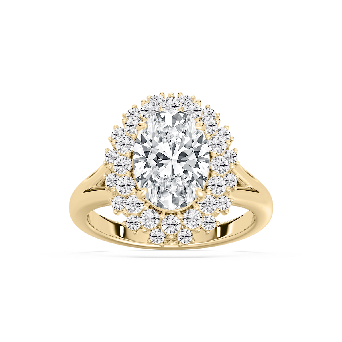 Campbell 3 ⅞ ctw Oval Lab Grown Diamond Halo Split Shank Engagement Ring