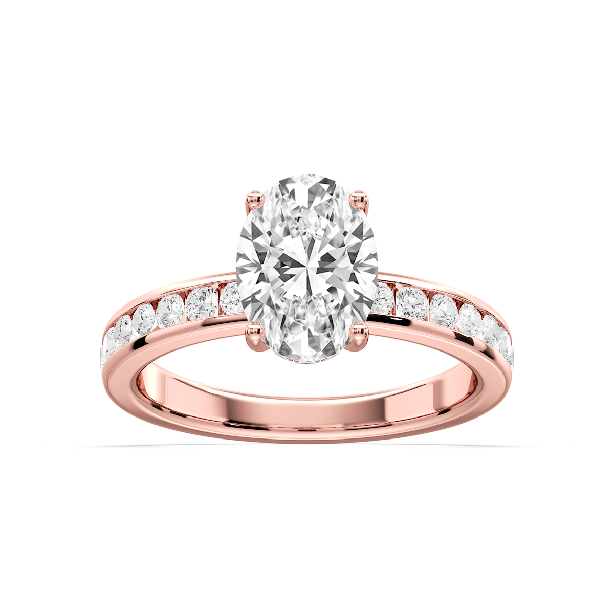 Candice Oval Lab Grown Diamond Channel Set Hidden Halo Engagement Ring
