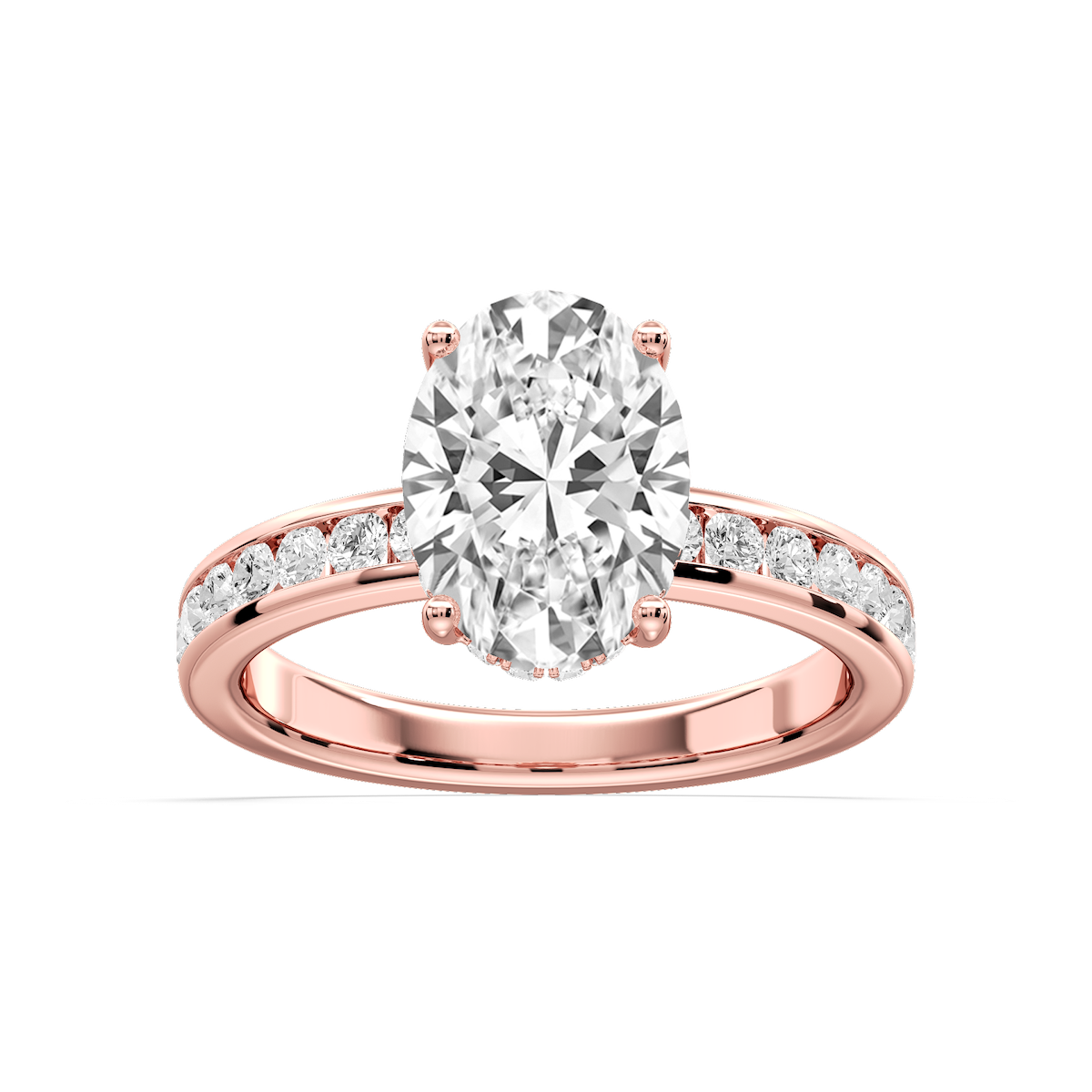 Candice Oval Lab Grown Diamond Channel Set Hidden Halo Engagement Ring