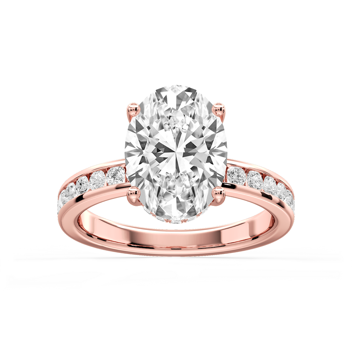 Candice Oval Lab Grown Diamond Channel Set Hidden Halo Engagement Ring